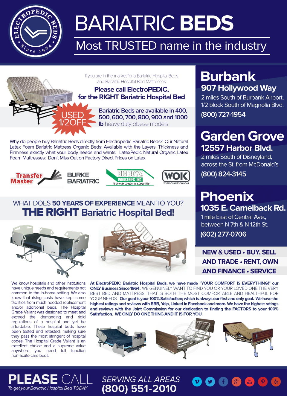 Greater Los Angeles Area 
 Bariatric Beds